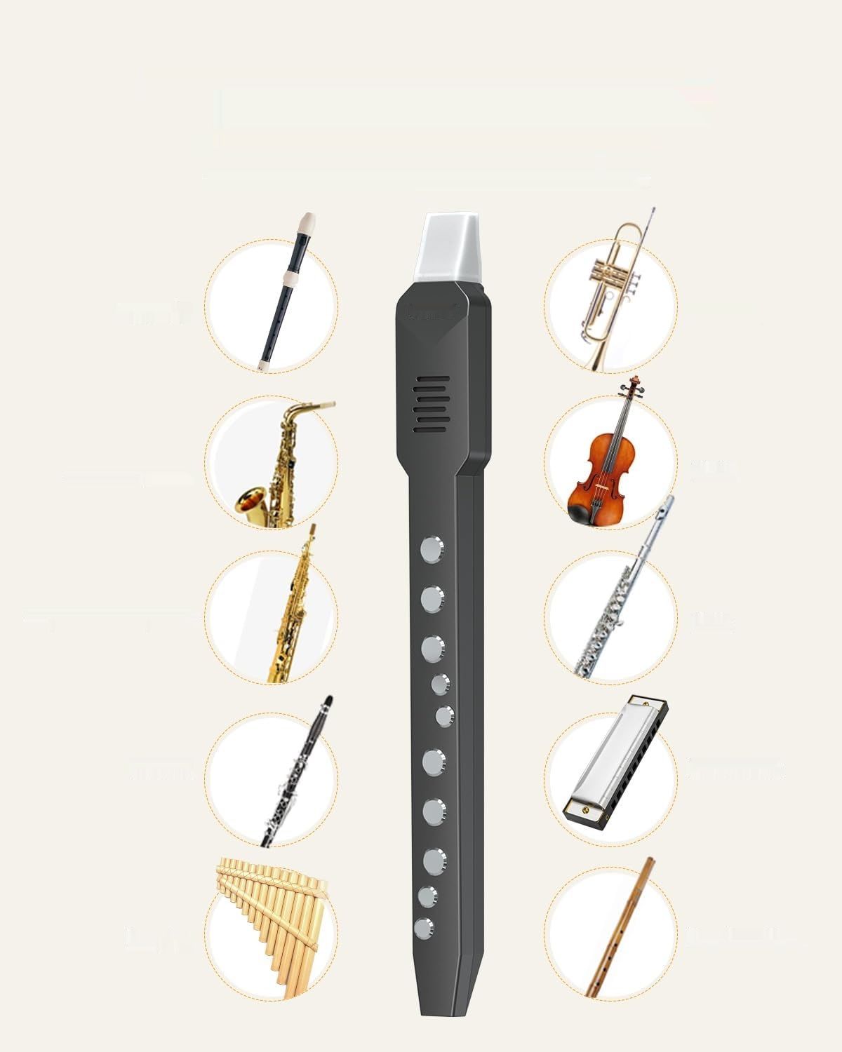 OYAYO Cyfrowy Instrument Dęty Elektryczny Czarny