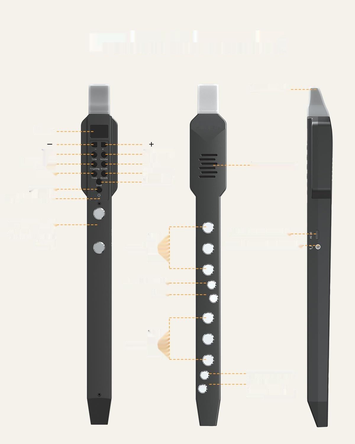 OYAYO Cyfrowy Instrument Dęty Elektryczny Czarny