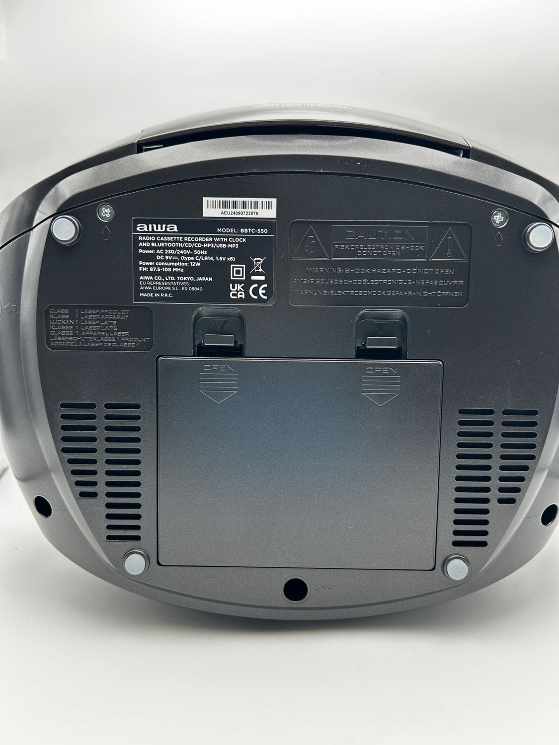 Aiwa BBTC-550BK - przenośne radioodtwarzacz kasetowy z CD, Bluetooth
