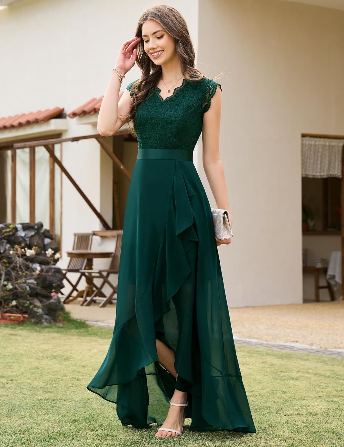Dressystar elegancka sukienka wieczorowa Vokuhila z dekoltem