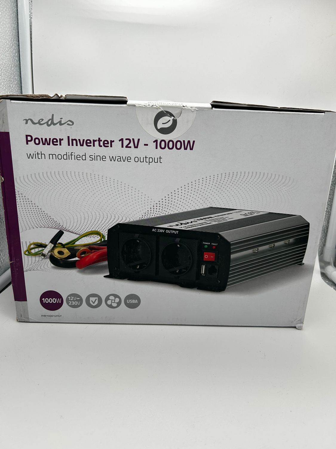 Nedis PIM100012FGY - Falownik z modyfikowaną sinusoidą - 12 V DC na 23