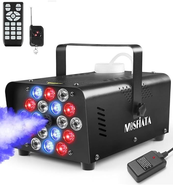 Mała wytwornica dymu 600W z 18 diodami LED RGB – idealna na imprezy, Halloween, wesela, dyskoteki i dla DJ-ów