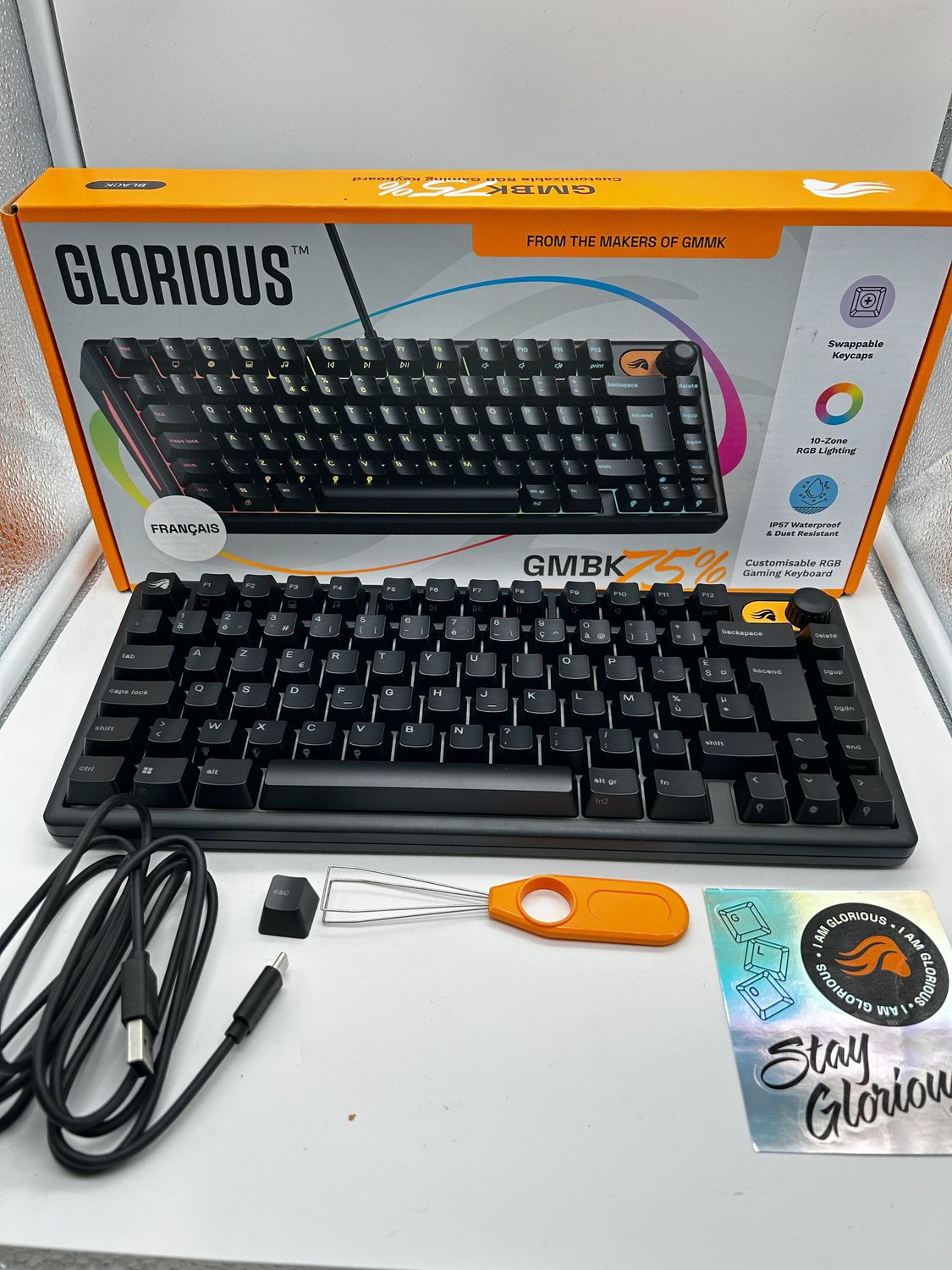 Glorious Klawiatura gamingowa GMBK 75% (układ ISO FR) - wymienne nasad