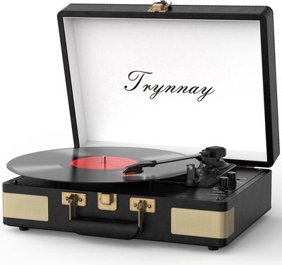 Przenośny gramofon Trynnay Tocadisco z Bluetooth, 3 prędkościami odtwr