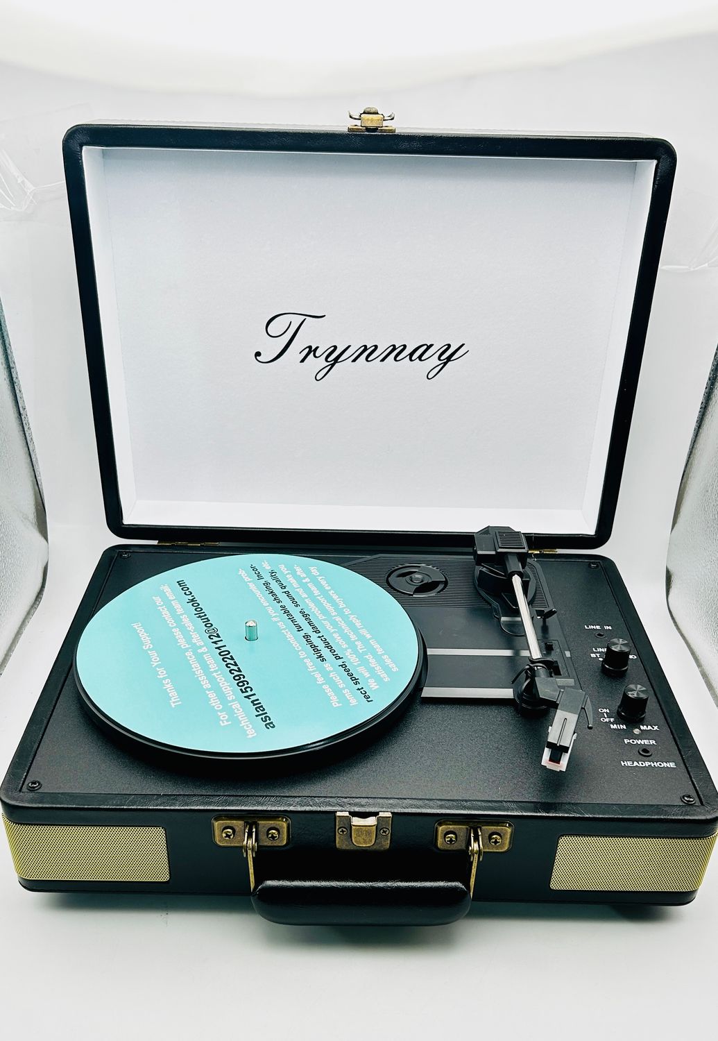 Przenośny gramofon Trynnay Tocadisco z Bluetooth, 3 prędkościami odtwr