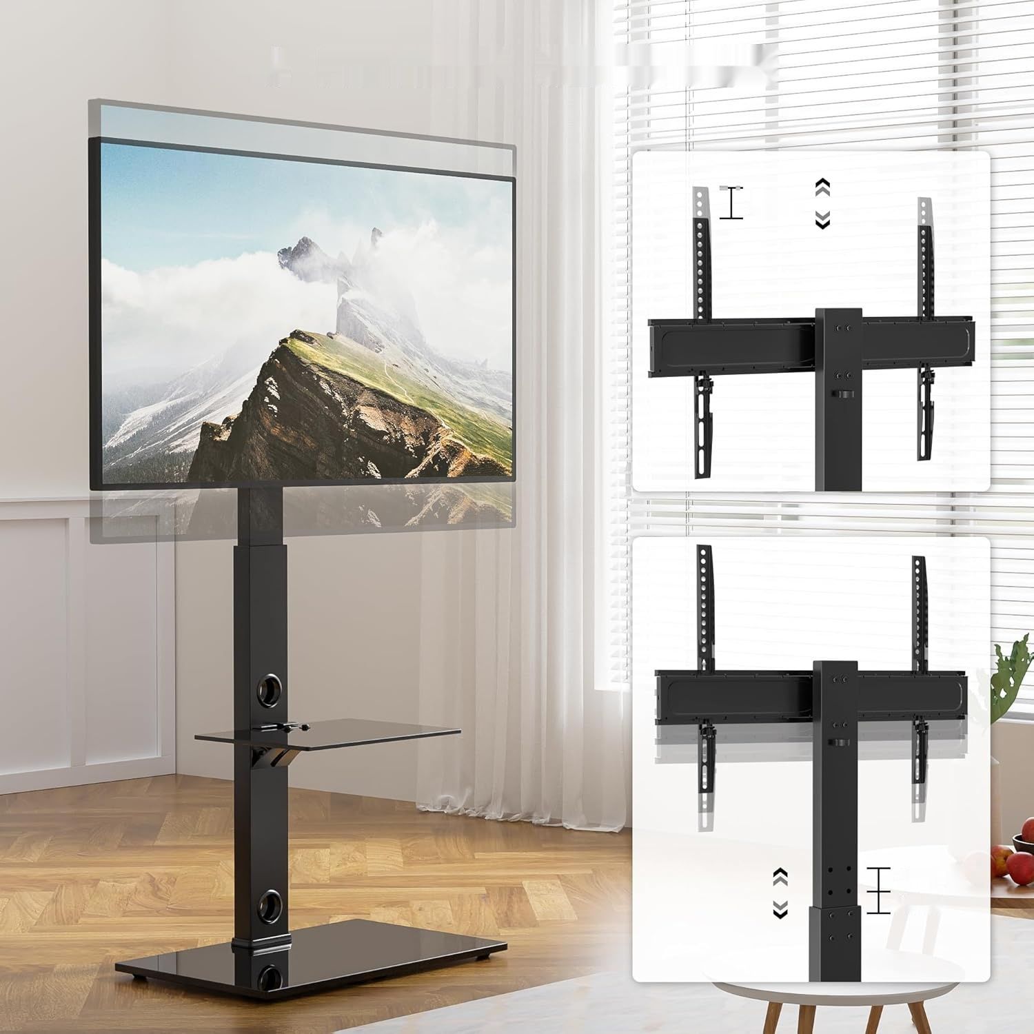 ЦВЕТ БЕЛЫЙ. Bontec stojak TV, regulowana wysokość dla telewizorów 30–70 cali do 40