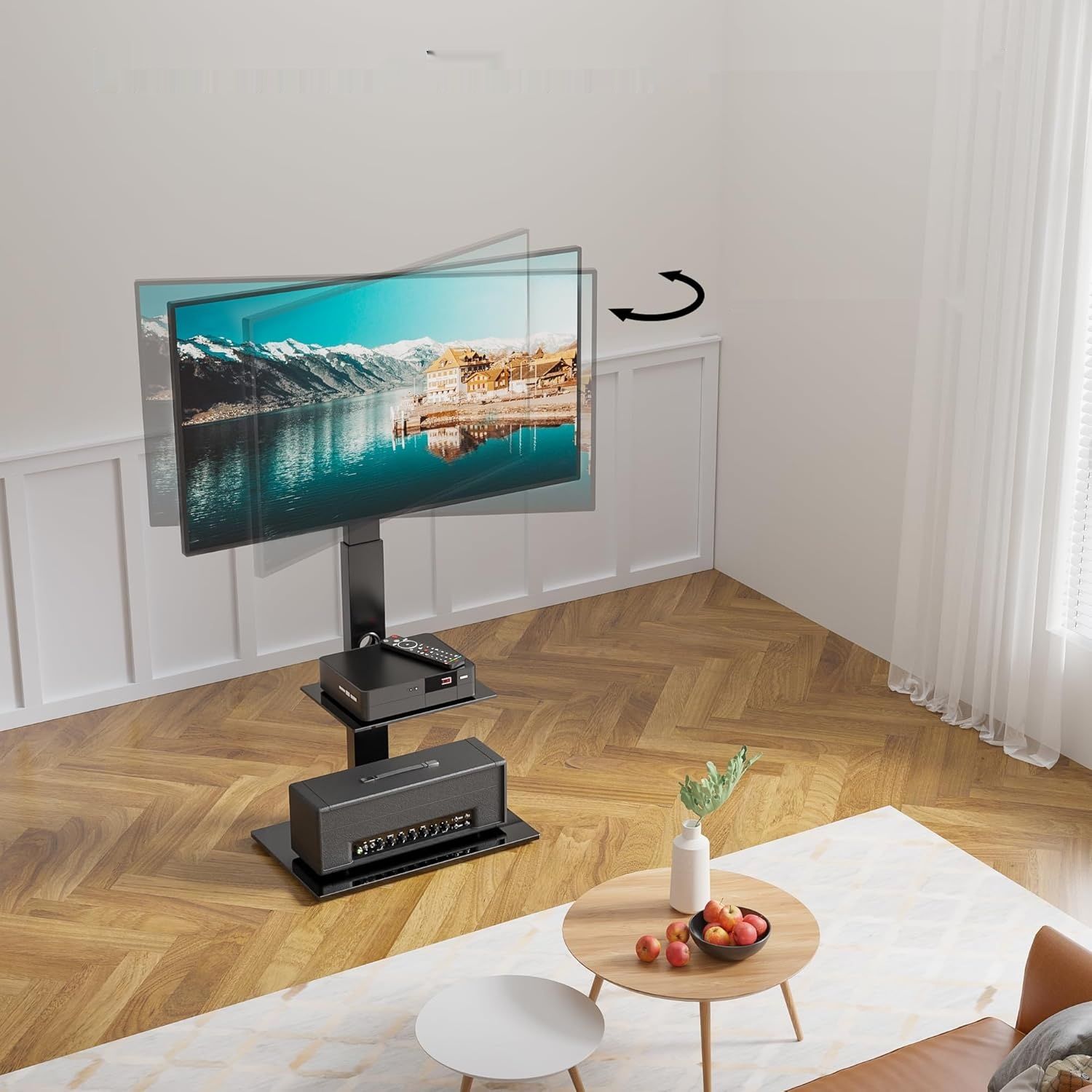 ЦВЕТ БЕЛЫЙ. Bontec stojak TV, regulowana wysokość dla telewizorów 30–70 cali do 40