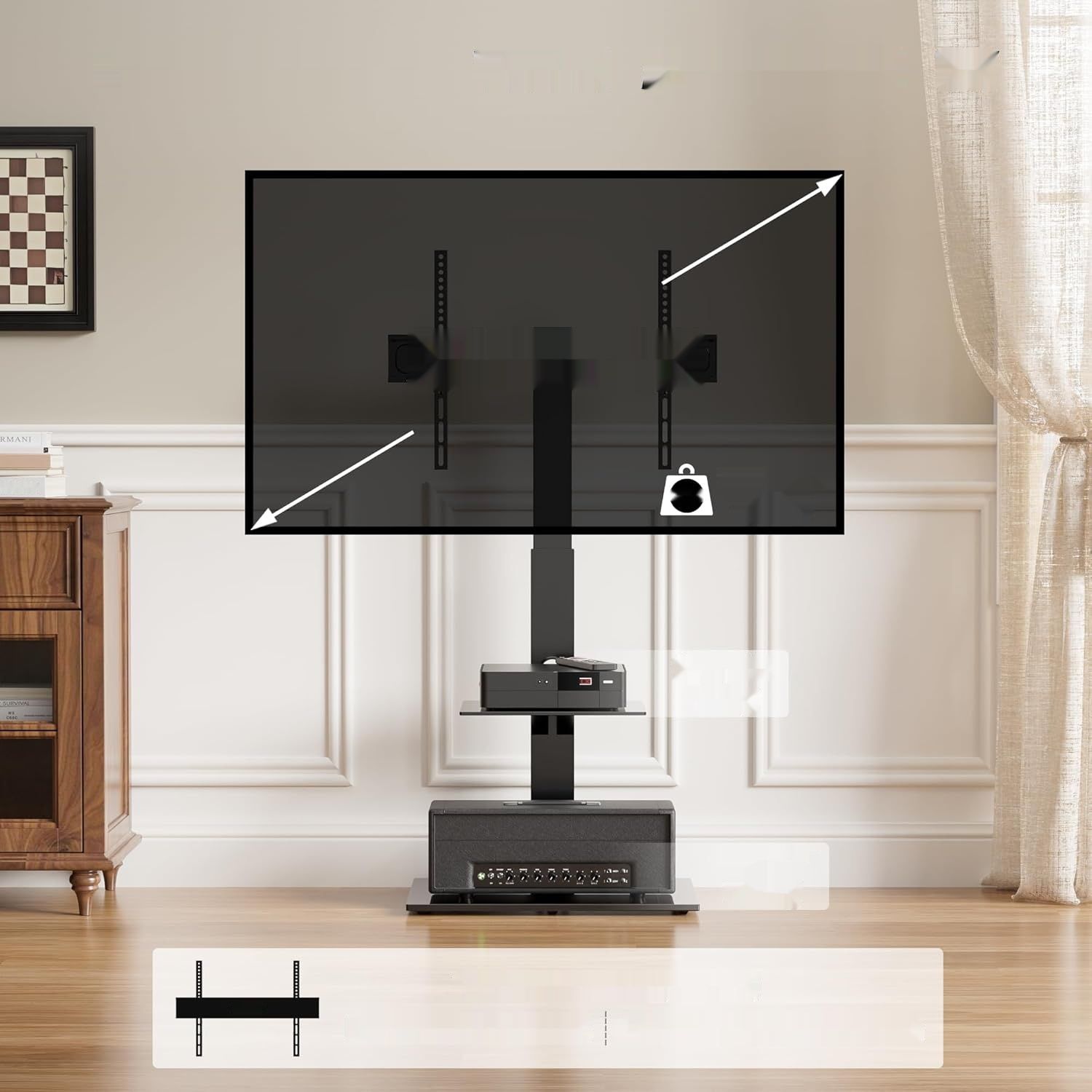 ЦВЕТ БЕЛЫЙ. Bontec stojak TV, regulowana wysokość dla telewizorów 30–70 cali do 40