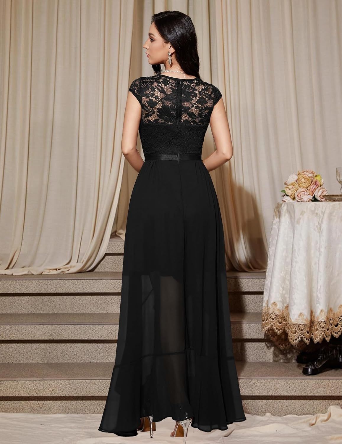 Bbonlinedress elegancka sukienka wieczorowa na wesele z dekoltem V
