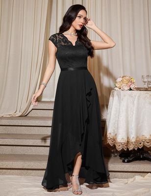 Bbonlinedress elegancka sukienka wieczorowa na wesele z dekoltem V