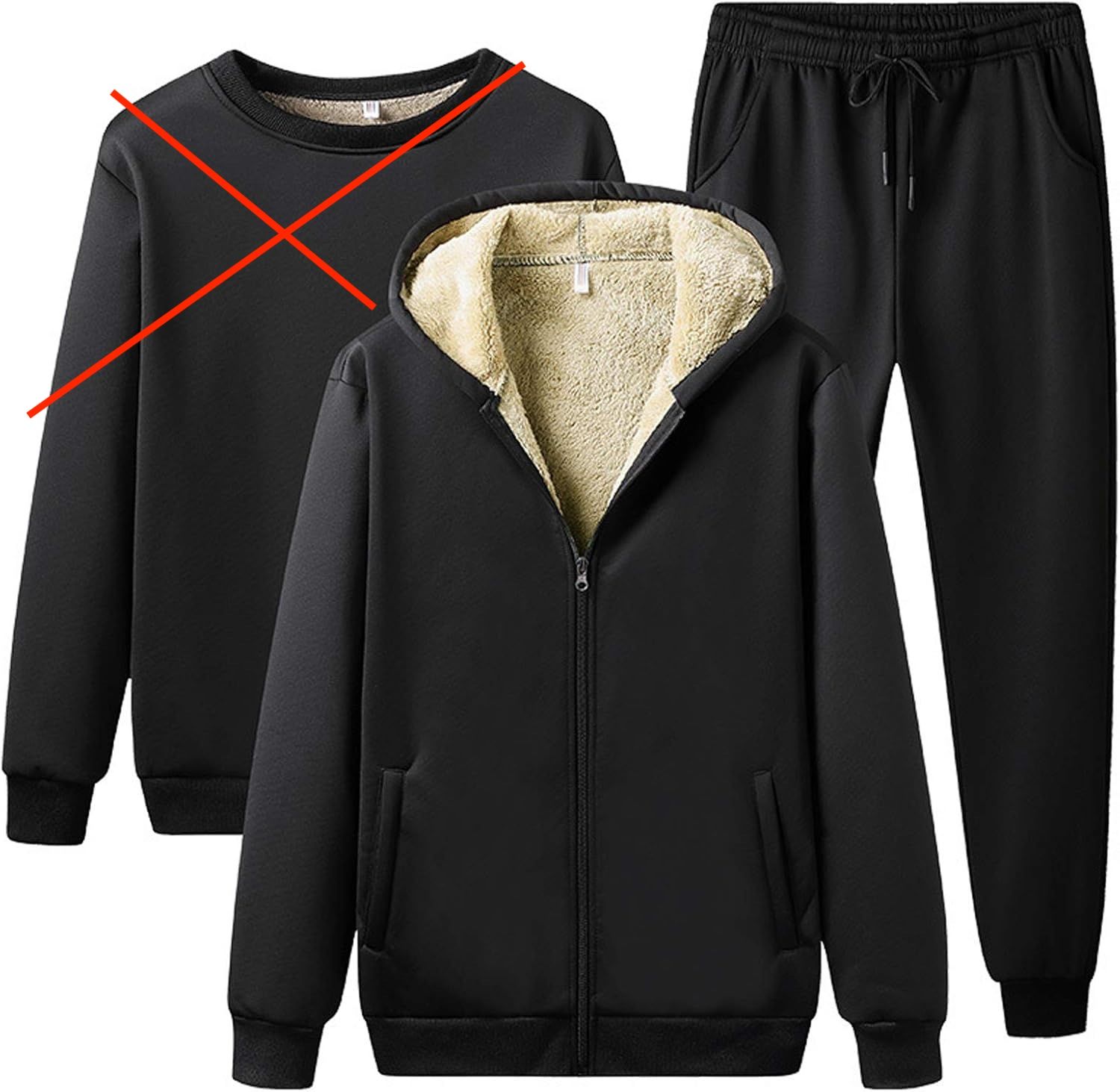 Homme Grande Taille zimowy dres męski z polarową podszewką – brak bluzy