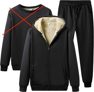 Homme Grande Taille zimowy dres męski z polarową podszewką – brak bluzy