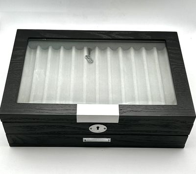 MR Maestro Relojero - Witryna na 24 pióra wieczne z drewna aluminium, czarna