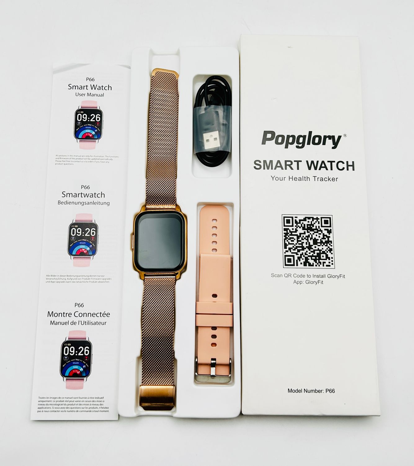 Popglory P66 Smartwatch z funkcją rozmów dla kobiet i mężczyzn