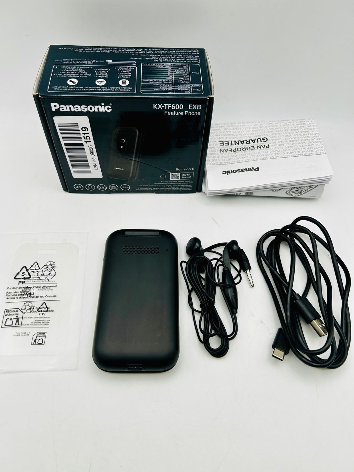 Panasonic KX-TF600EXB – telefon komórkowy 4G z klapką, czarny
