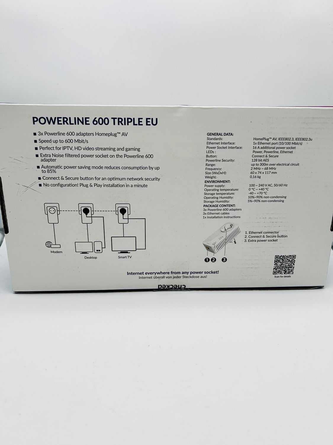 Adaptery sieciowe STRONG Powerline 600 Triple EU 3 szt.