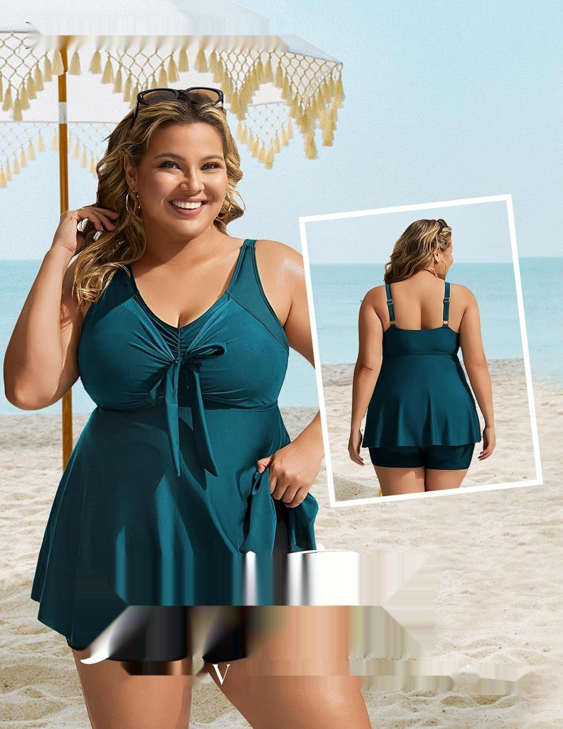 Hanna Nikole Tankini dla kobiet Plus Size z szortami