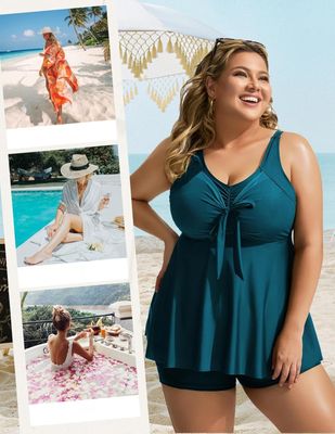 Hanna Nikole Tankini dla kobiet Plus Size z szortami