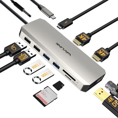 Stacja dokująca WAVLINK USB-C z dwoma monitorami, stacja dokująca z dw