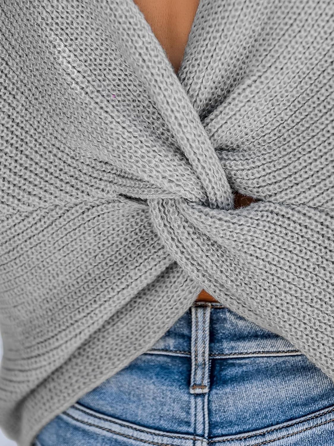 CUPSHE sweter damski prążkowany z odkrytymi plecami