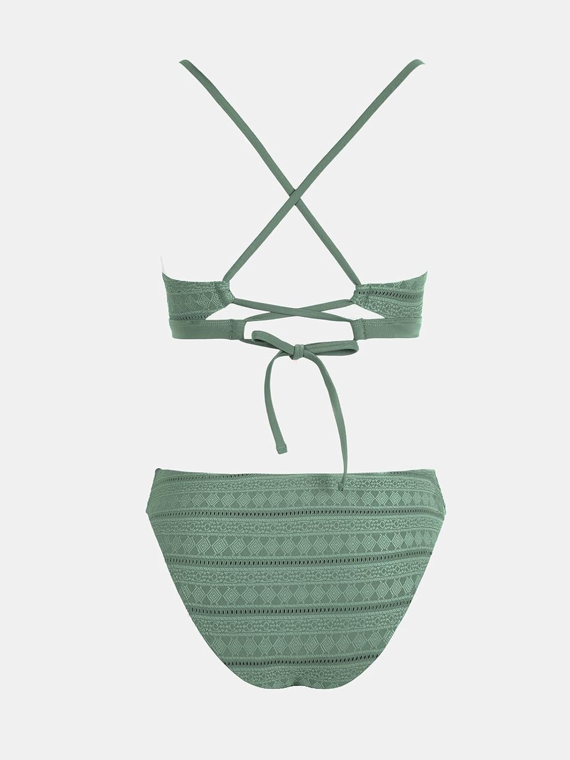 CUPSHE Bikini damski z trójkątną górą i kontrastowymi lamówkami, 2‑częściowy