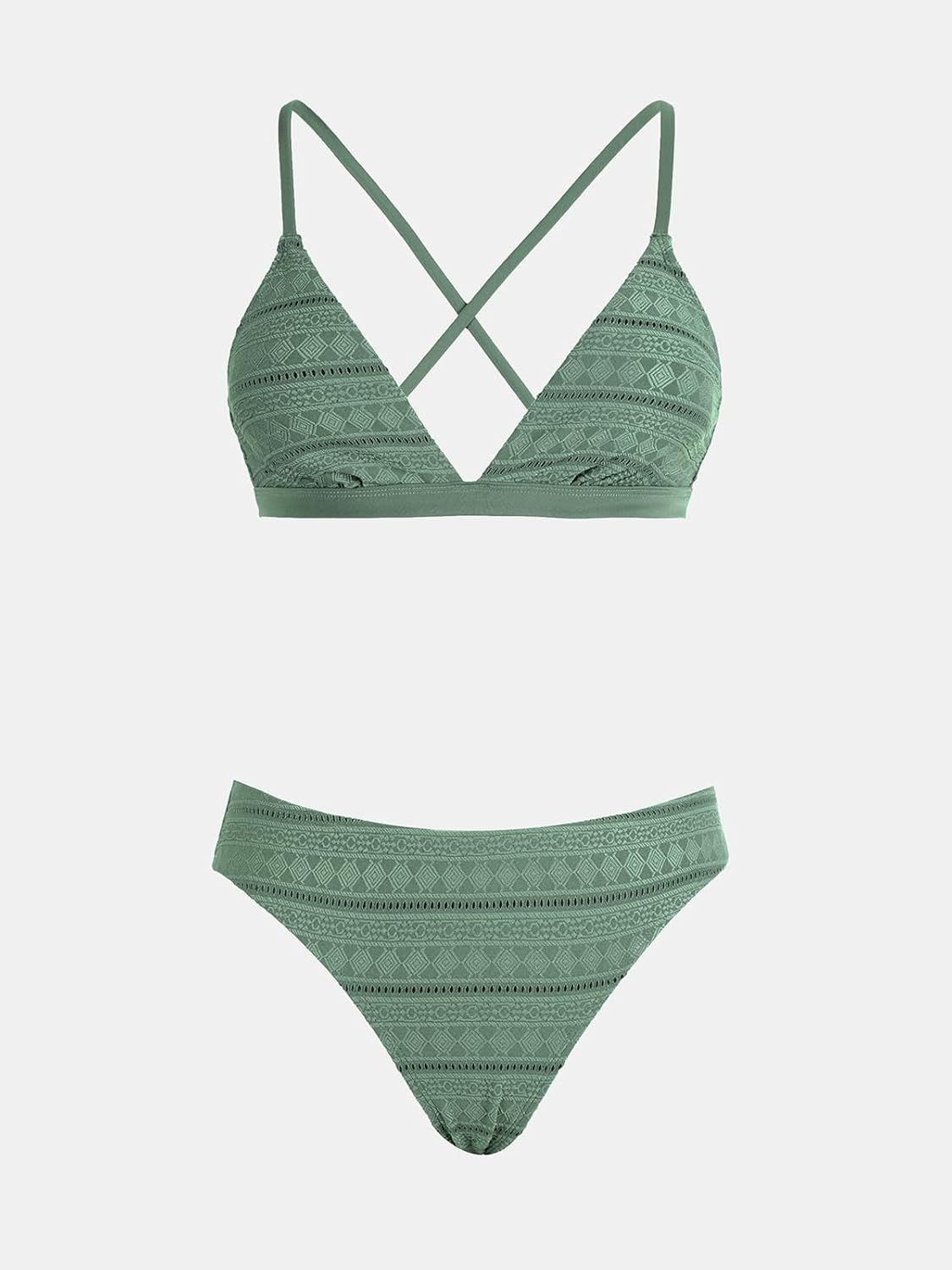 CUPSHE Bikini damski z trójkątną górą i kontrastowymi lamówkami, 2‑częściowy