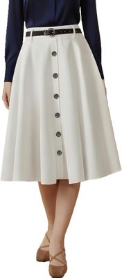 Belle Poque damska spódnica vintage midi – wysoki stan, linia A, pasek