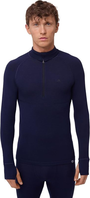 DANISH ENDURANCE Męska koszulka z merino z półzamkiem