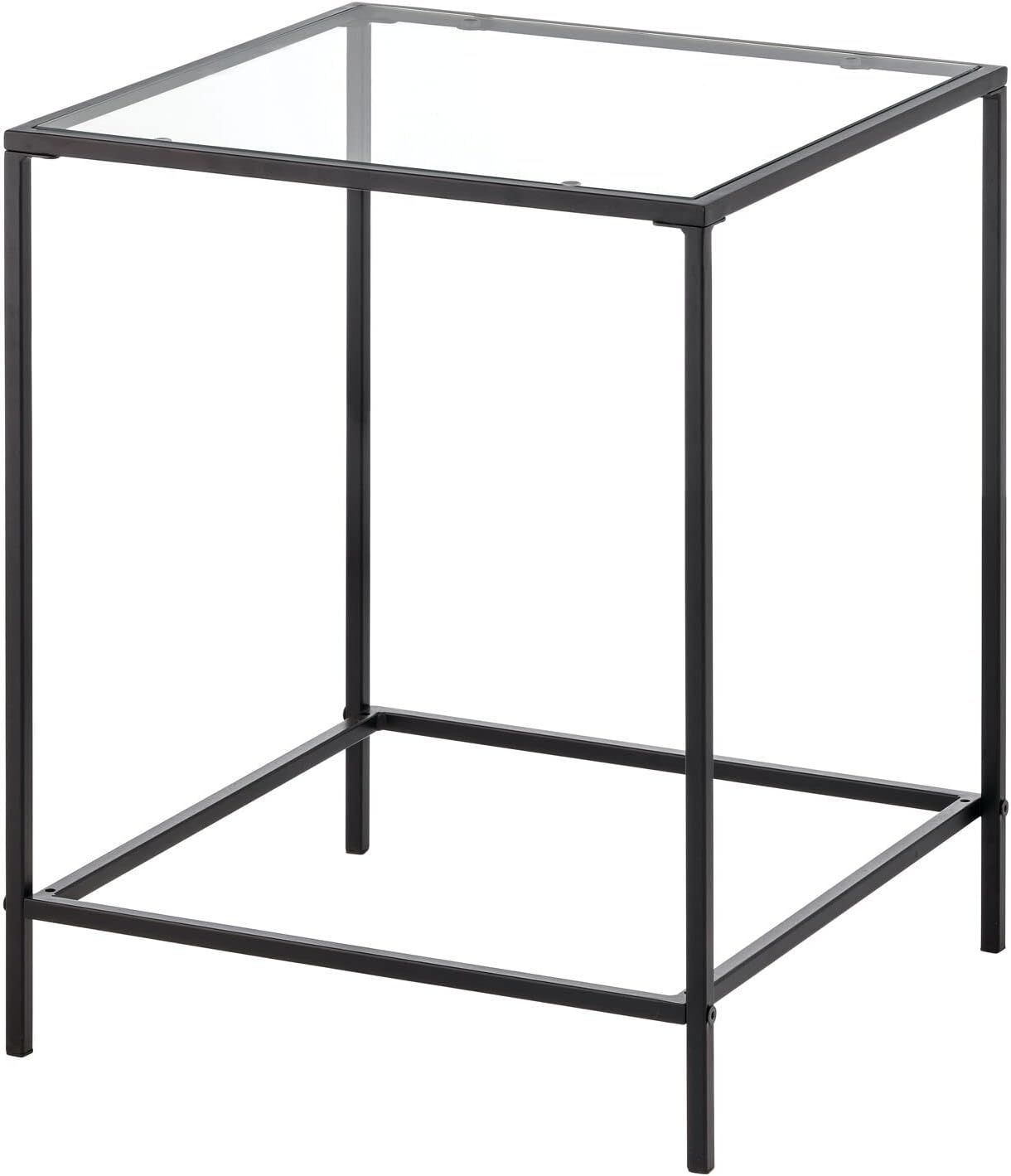mDesign stolik boczny z blatem szklanym – czarny, 45,7 × 45,7 × 55,9 cm
