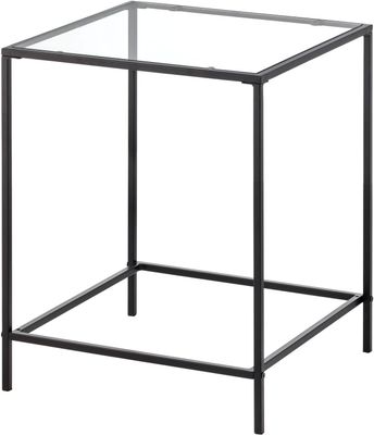 mDesign stolik boczny z blatem szklanym – czarny, 45,7 × 45,7 × 55,9 cm