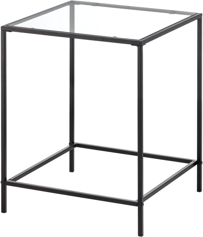 mDesign stolik boczny z blatem szklanym – czarny, 45,7 × 45,7 × 55,9 cm