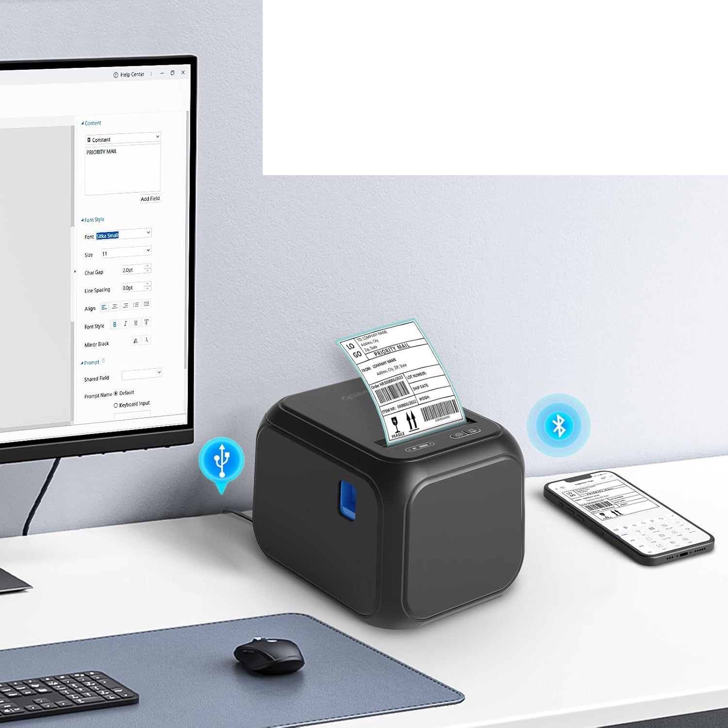 LABEL 320D – Termiczna drukarka etykiet Bluetooth do biura i domu