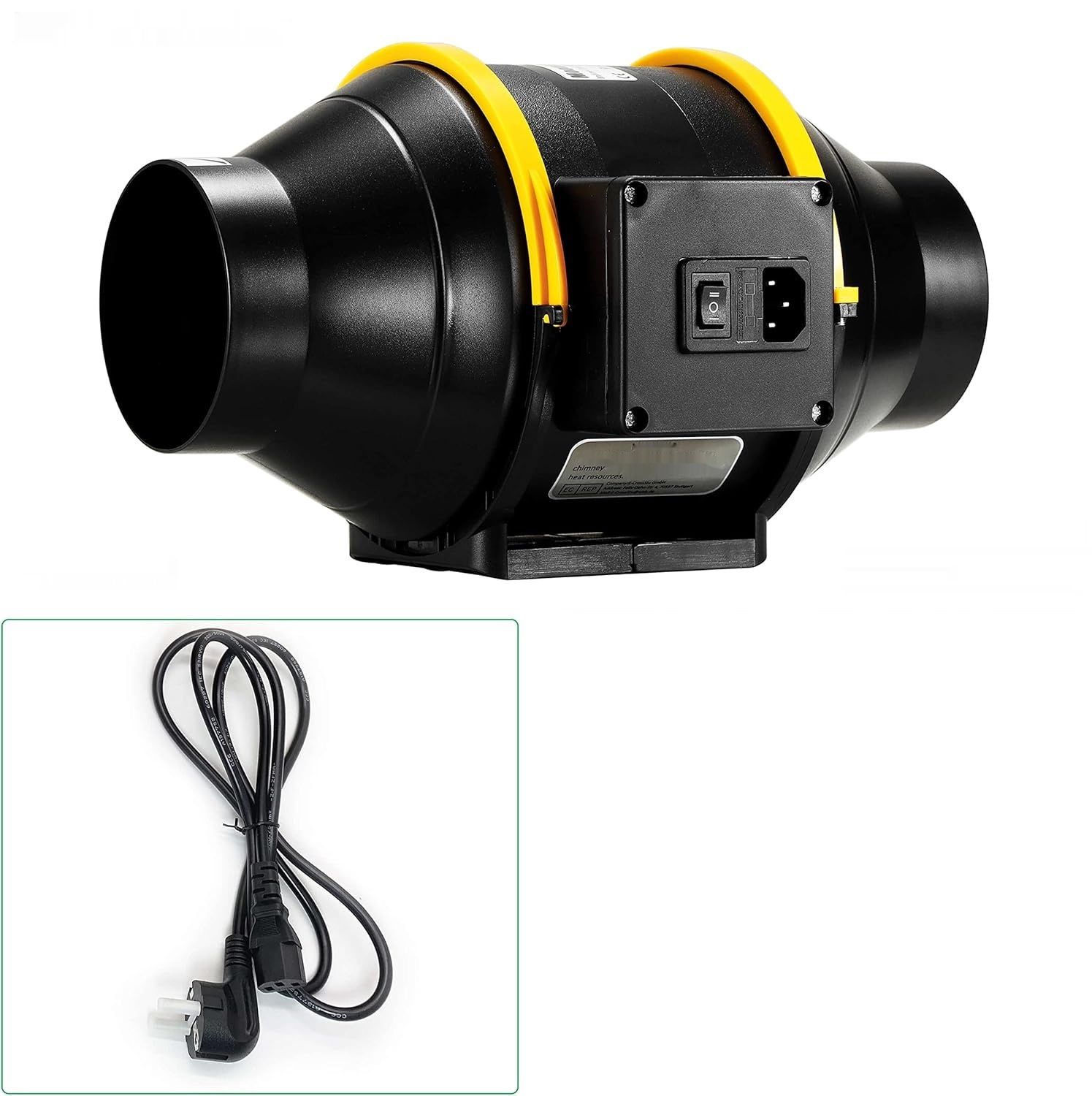 Moonjor Extractor de Aire 100 mm – Czarny wentylator kanałowy z wtyczką EU