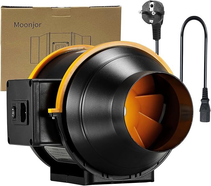 Moonjor Extractor de Aire 100 mm – Czarny wentylator kanałowy z wtyczką EU