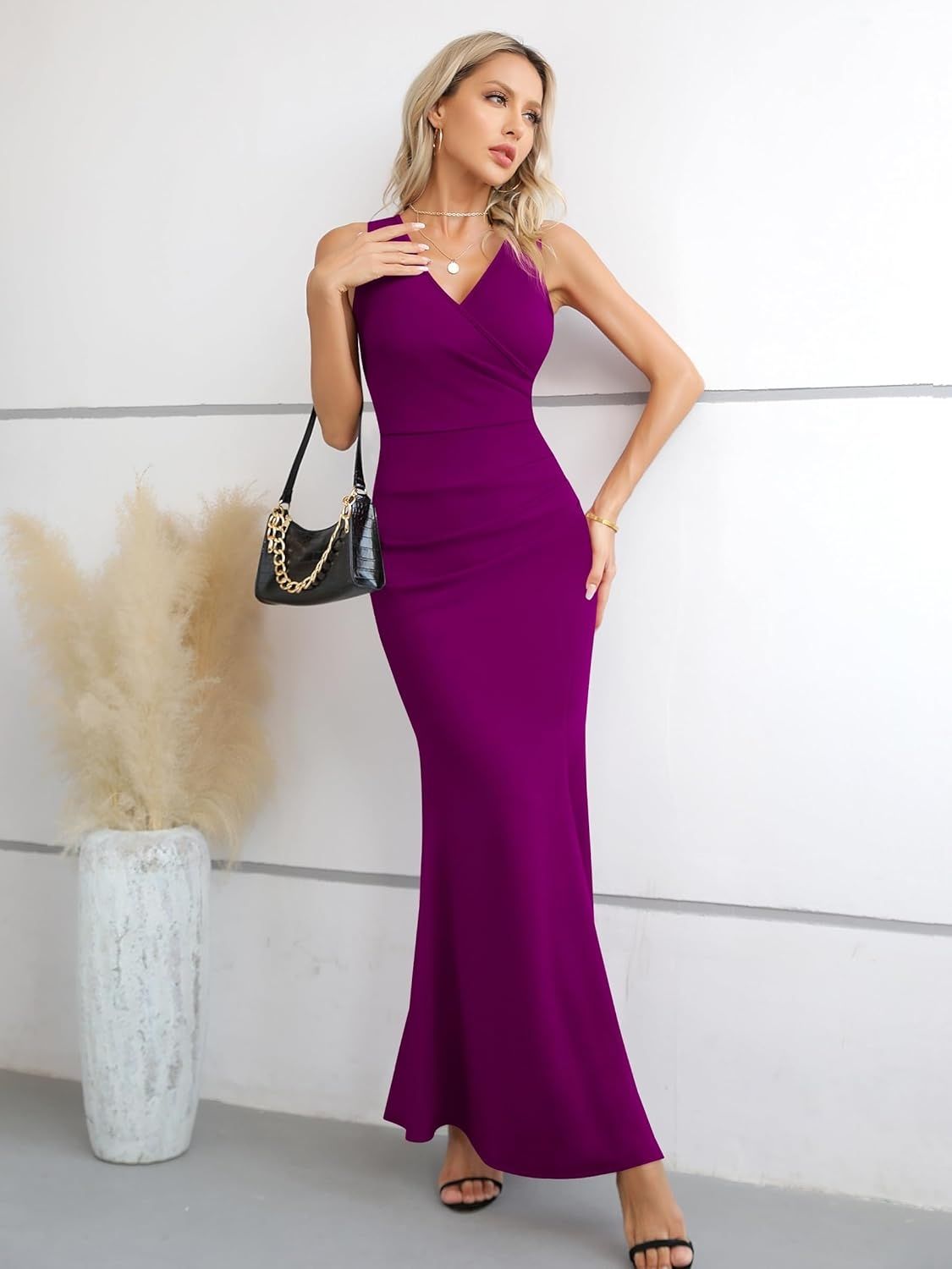Laughido Damska Sukienka Koktajlowa Maxi – Owijana, Letnia, Elegancka