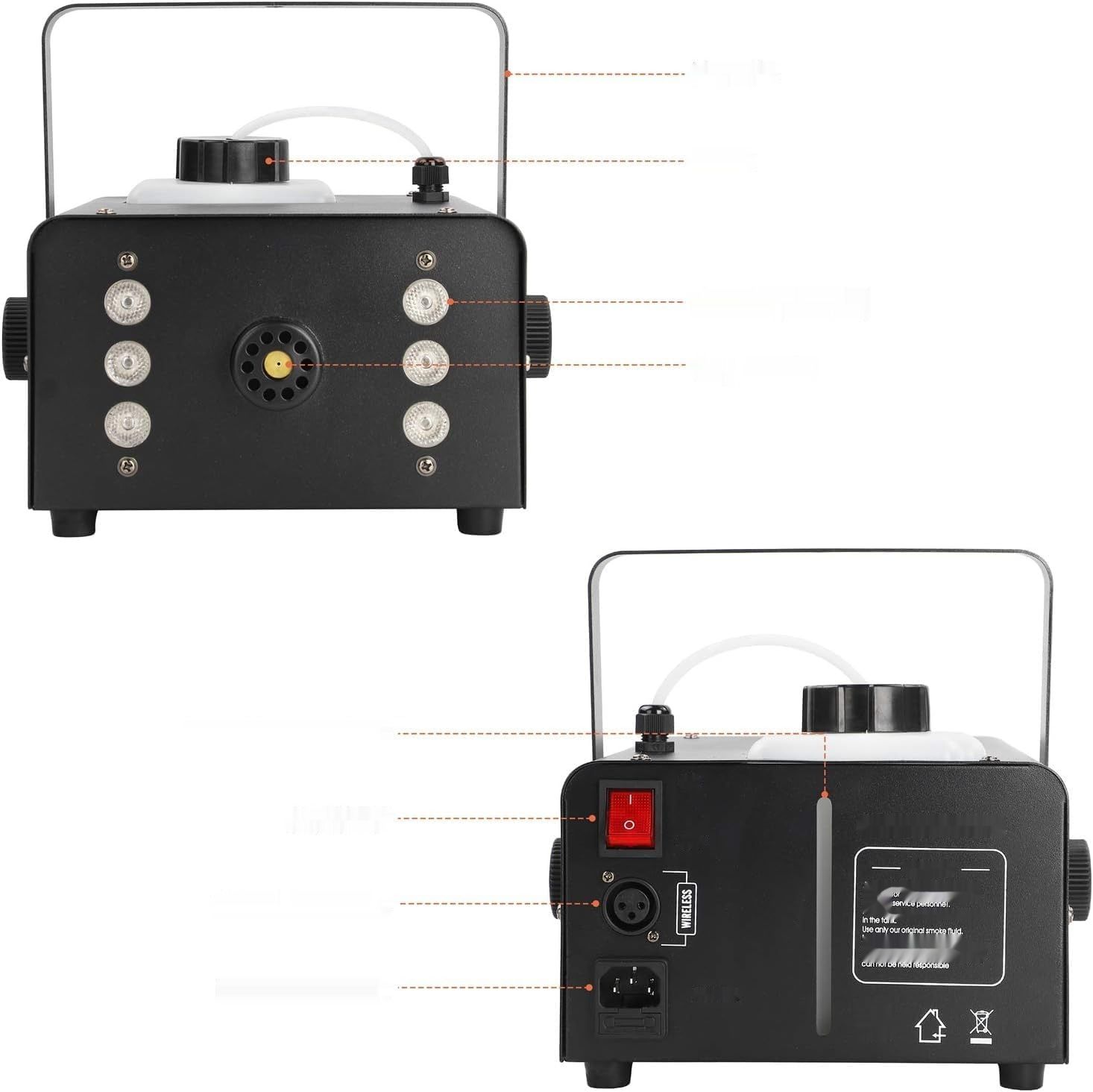 Wytwornica dymu UKing 1500W z 6 diodami RGB LED, imprezowa maszyna