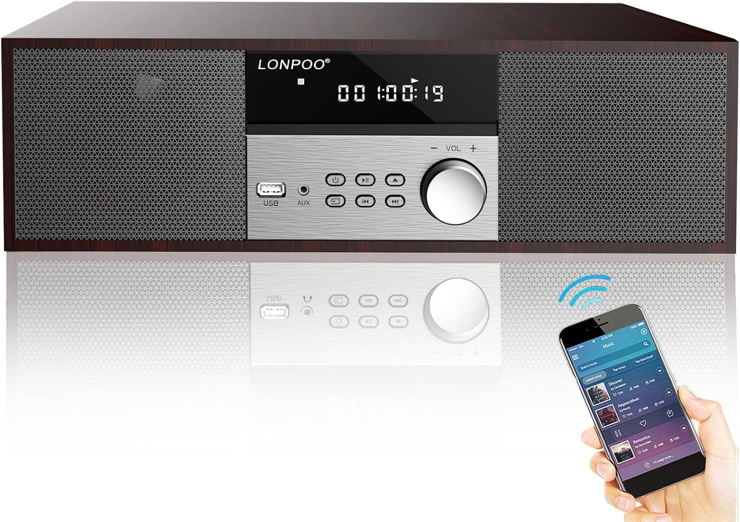 Micro Chaîne HiFi LONPOO LP-816 z CD, Bluetooth, USB i radiem FM