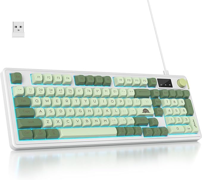 SOLIDEE 96% Bezprzewodowa klawiatura membranowa z pokrętłem, RGB, Matcha