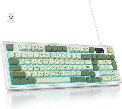 SOLIDEE 96% Bezprzewodowa klawiatura membranowa z pokrętłem, RGB, Matcha