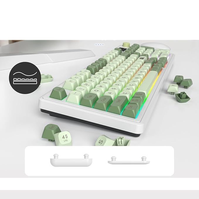 SOLIDEE 96% Bezprzewodowa klawiatura membranowa z pokrętłem, RGB, Matcha