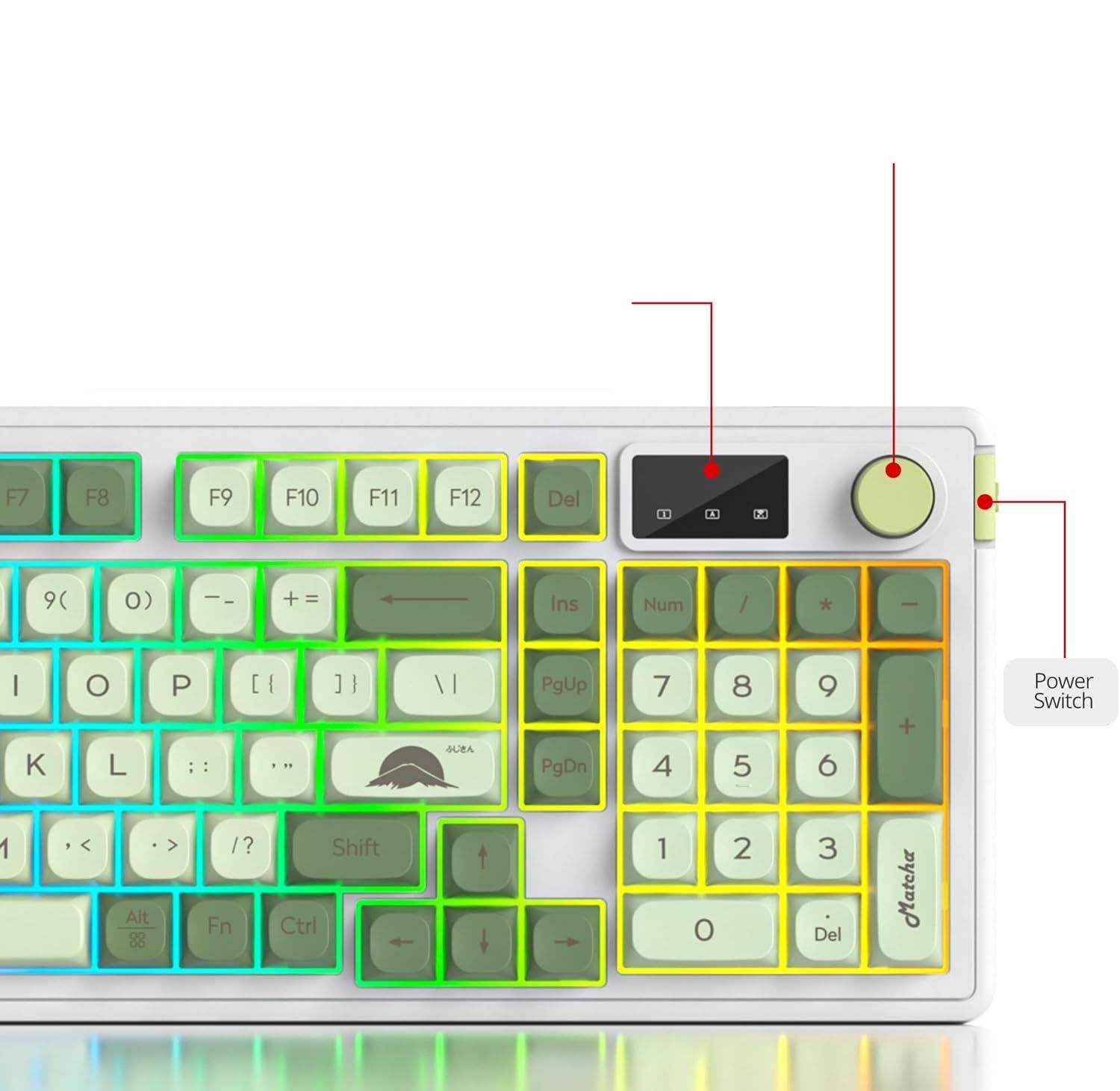 SOLIDEE 96% Bezprzewodowa klawiatura membranowa z pokrętłem, RGB, Matcha
