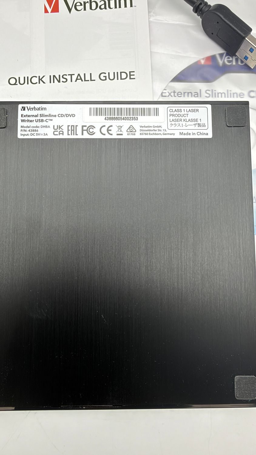 Verbatim Slimline zewnętrzna nagrywarka CD/DVD USB-C USB 3.2