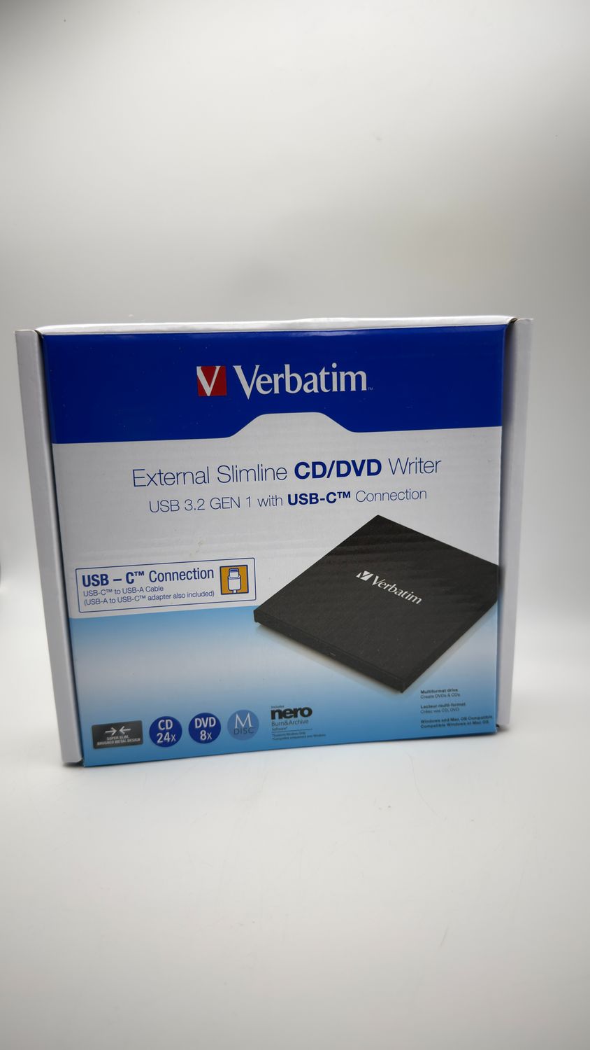 Verbatim Slimline zewnętrzna nagrywarka CD/DVD USB-C USB 3.2