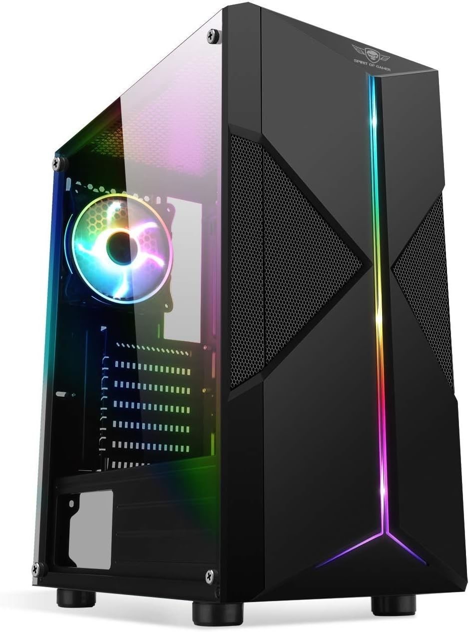 SPIRIT OF GAMER CLONE III – Obudowa PC Gamer RGB, Midi Tower, Czarna