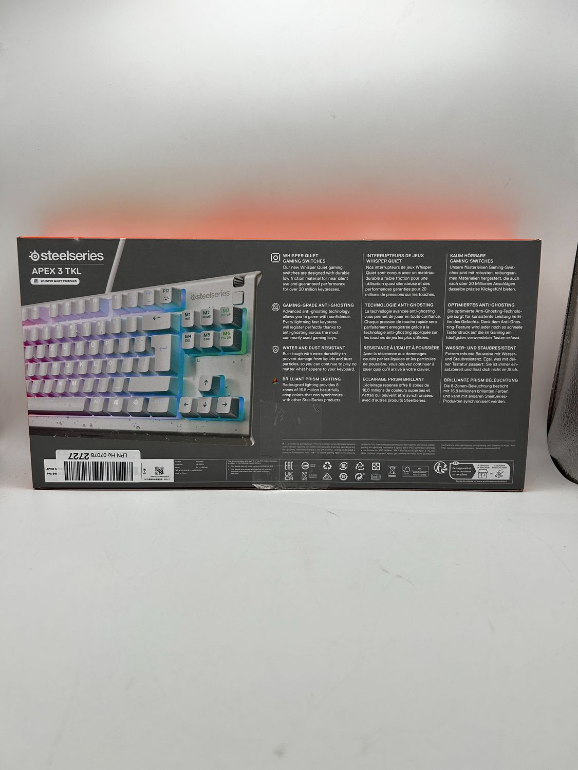 SteelSeries Apex 3 TKL White RGB – klawiatura gamingowa