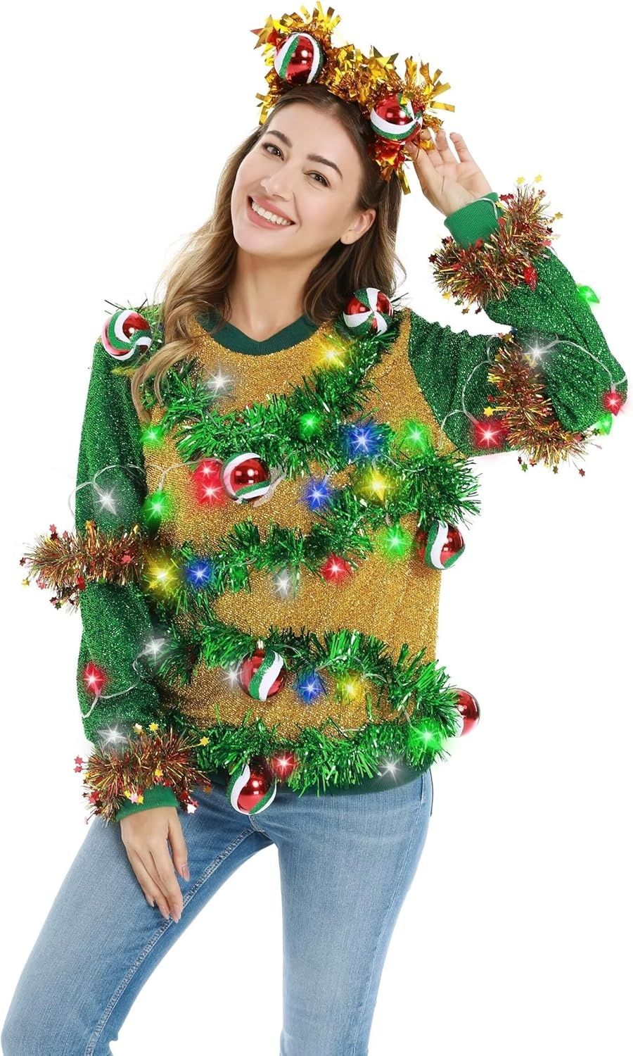U LOOK UGLY TODAY Sweter męski z długim rękawem – LED