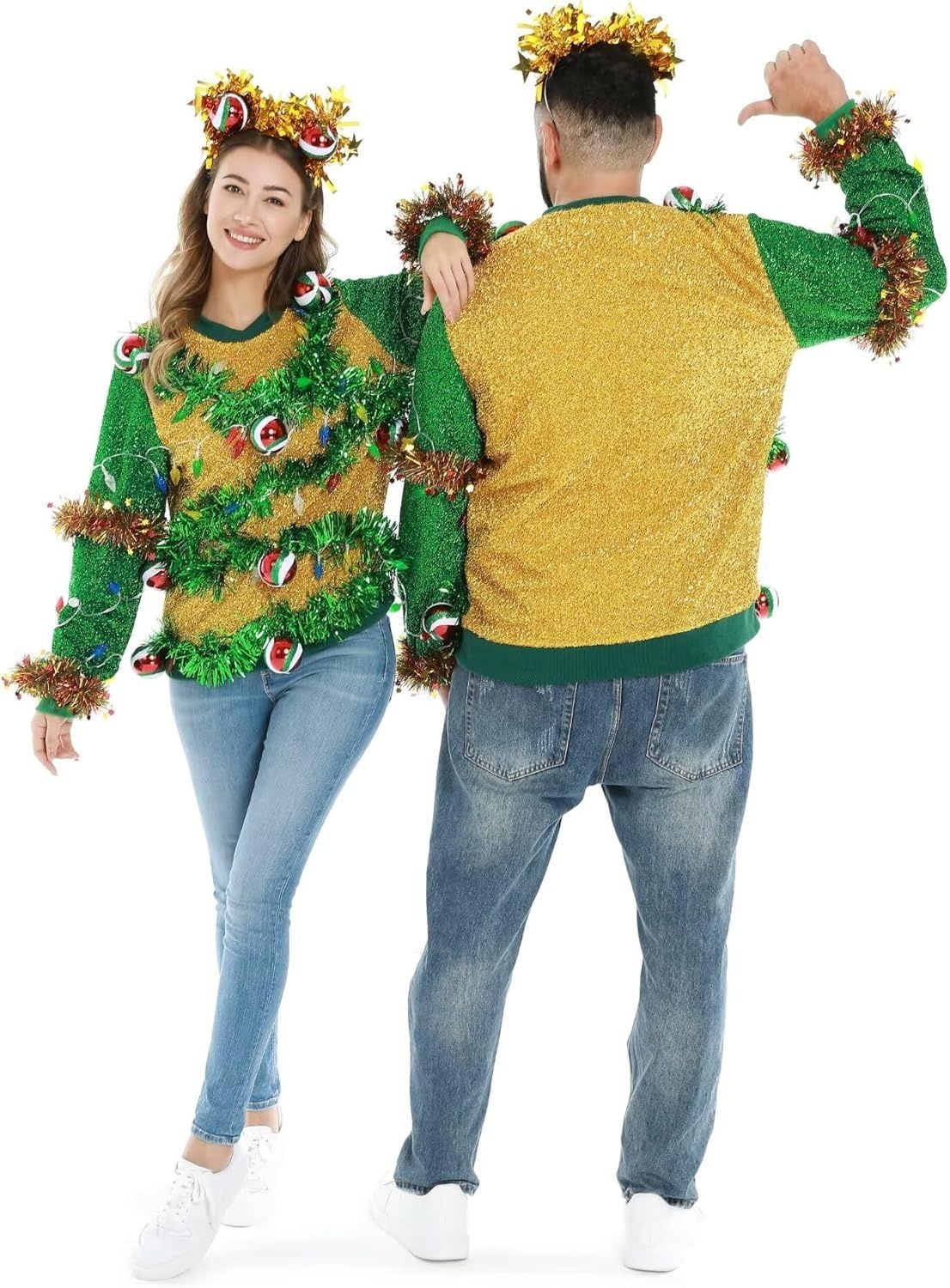 U LOOK UGLY TODAY Sweter męski z długim rękawem – LED