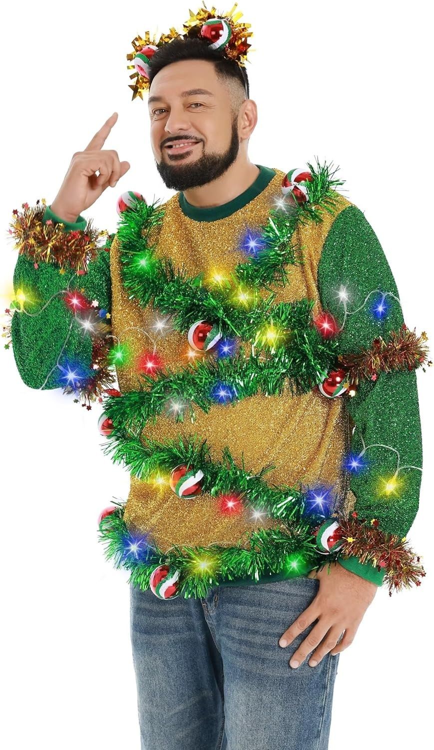 U LOOK UGLY TODAY Sweter męski z długim rękawem – LED