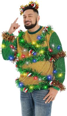 U LOOK UGLY TODAY Sweter męski z długim rękawem – LED