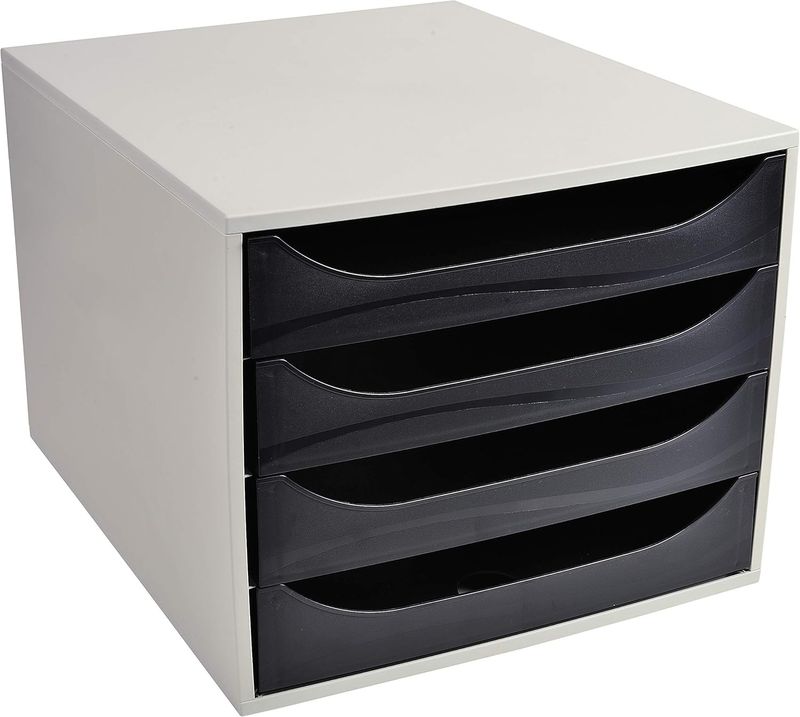 Exacompta 2286014D Szafka z szufladami, szary/czarny, 34,8 x 28,4 x 23